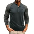 thumbnail image 1 of pstuiky Camisas de manga larga de invierno para hombre, Suéter deportivo informal con cuello redondo y botones para hombre, blusa de manga larga con cuello redondo y diseño de bloques de color xl, 1 of 6