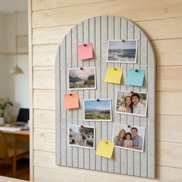 EGNMCR Home Decor, Room Decor, Wall Decor Arched Perpendicular Fluted Fabric Bulletin Board Wall Decor Minimal Photo Note Pin Board For Home Office Living Room Entryway Polyester fiber photo board