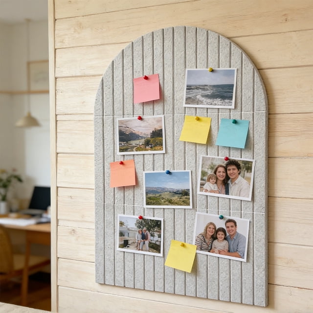 Fabric Bulletin Board Wall Decor Arched Pin Board Fluted Photo Memo Display Board Minimal Wall Organizer For Home Office Living Room Entryway Bedroom Note Photo Display Modern Interior Decor Accent