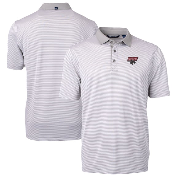 Men's-Cutter & Buck  Gray/White Clark Atlanta University Panthers DryTec Virtue Eco Pique Recycled Polo