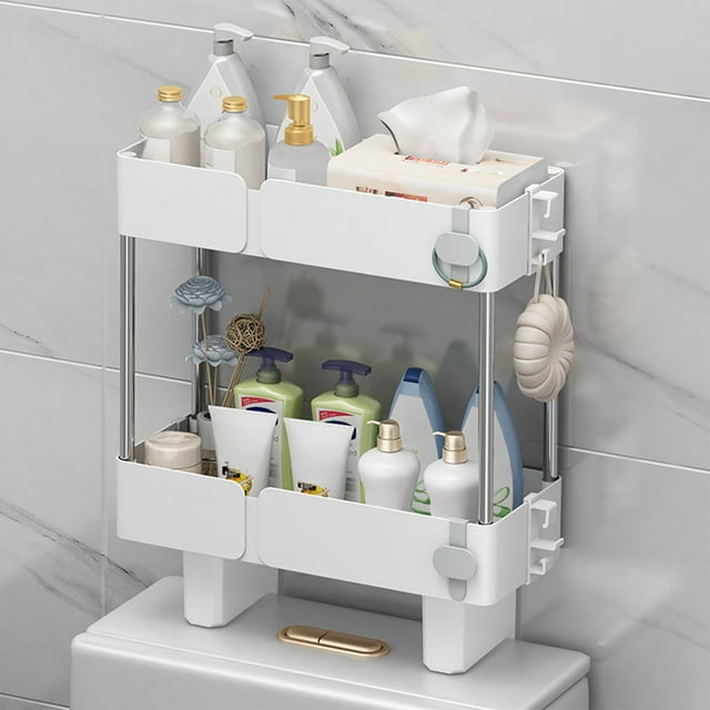 Non Perforated Storage Rack Above The Toilet With Raised Guardrails And Multi-layer Bathroom Storage Rack