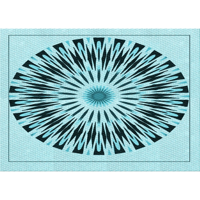 Ahgly Company Machine Washable Indoor Rectangle Transitional Deep-Sea Green Area Rugs, 8' x 10'