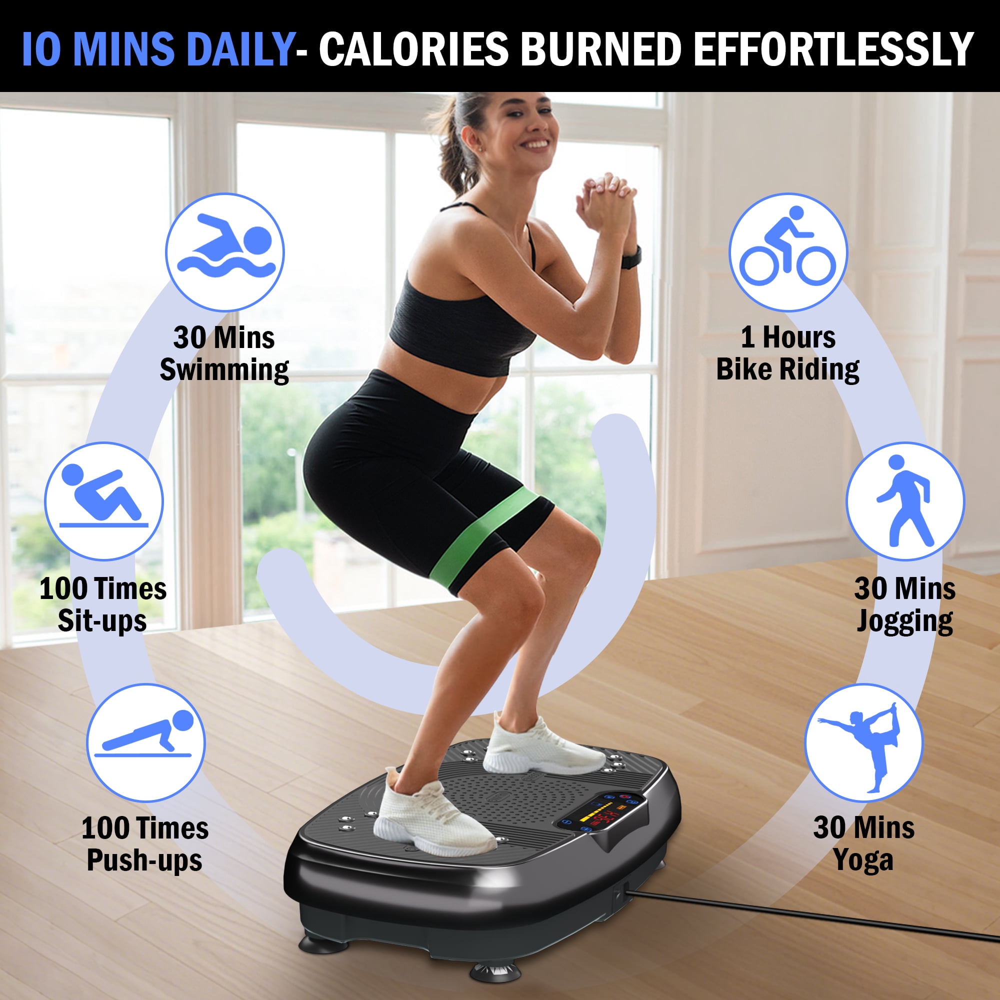 SLIMKEEPER Vibration Plate Exercise Machine for Home Fitness & Whole Body Workout, 330 Lbs Capacity, with 2 Loops, 5 Resistance Bands & Remote Control