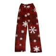 thumbnail image 6 of Women's Christmas Snowflakes and Trees Print Plush Pajama Pants, Soft and Comfortable Home Wear Trousers for Winter, Casual Sleepwear with Elastic Waist,Red,XS, 6 of 7