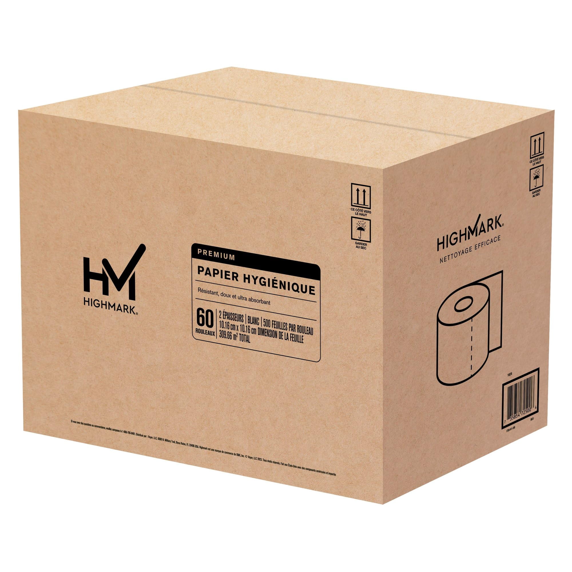 Highmark® Premium 2-Ply Toilet Paper, 500 Sheets Per Roll, Pack Of 60 Rolls