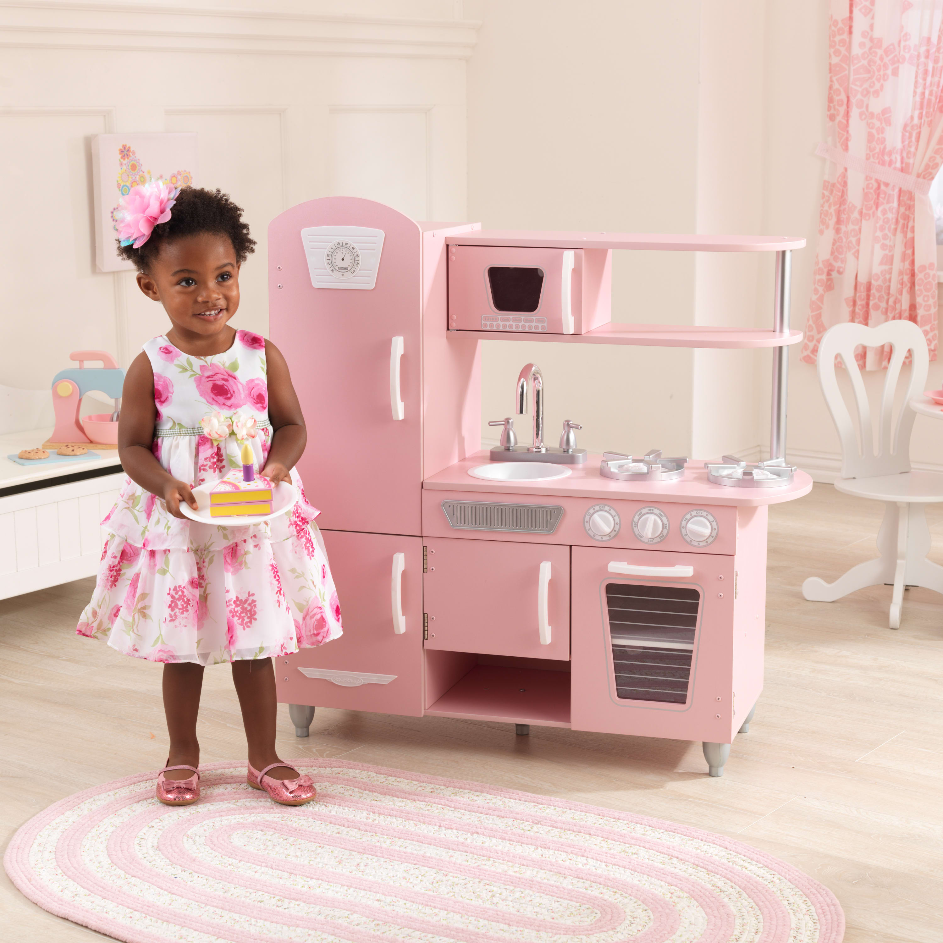 KidKraft Vintage Wooden Play Kitchen with Working Knobs, Pink - image 4 of 7