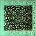 thumbnail image 1 of Ahgly Company Machine Washable Indoor Square Oriental Turquoise Blue Traditional Area Rugs, 4' Square, 1 of 4