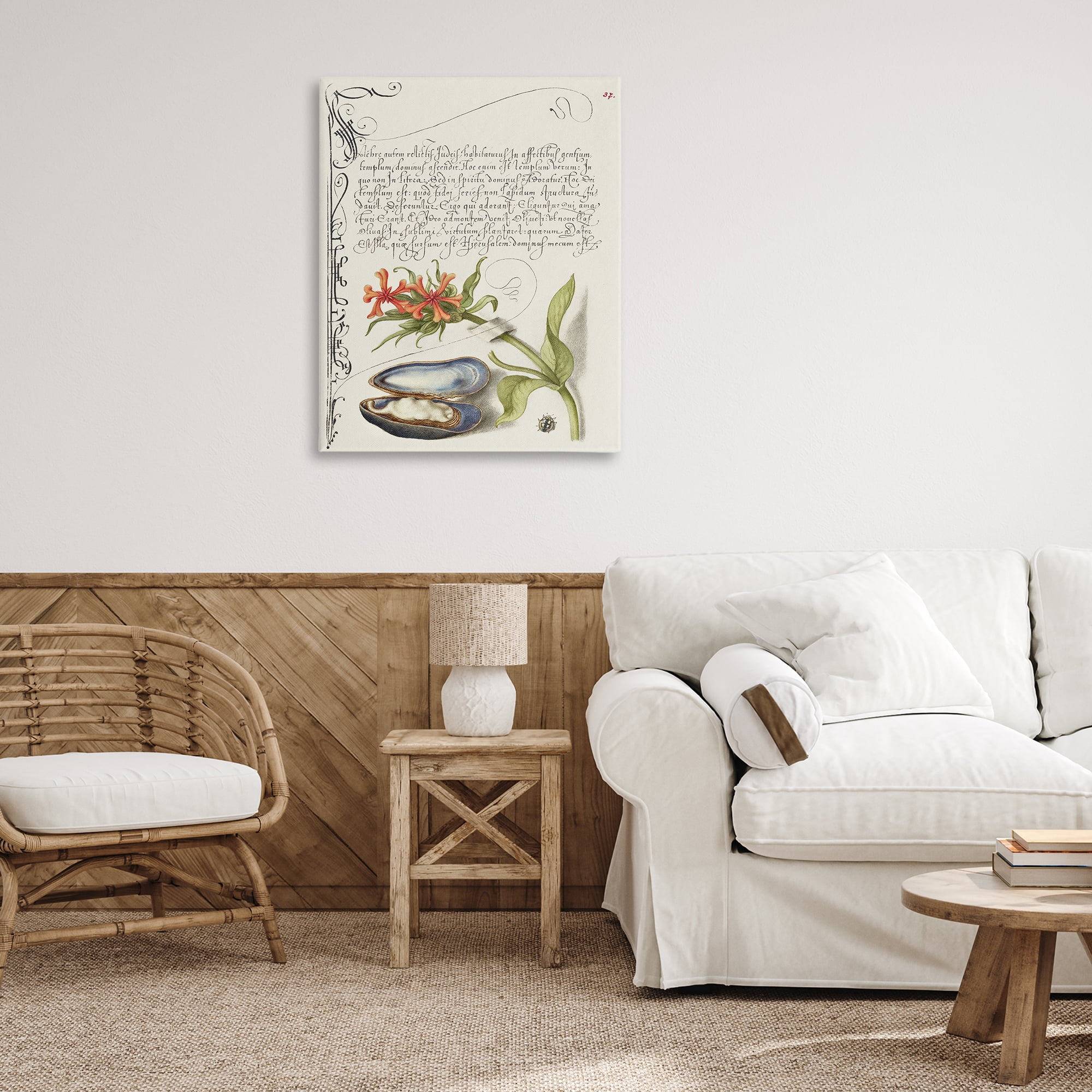 Stupell Industries Oyster & Plant Study Text & Numbers Painting Wrapped Canvas Art Print Wall Art, 30 x 40