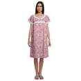 thumbnail image 1 of Moomaya Short Sleeve Nightdress For Ladies Printed Button Placket Nightwear, 1 of 4