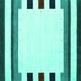 thumbnail image 1 of Ahgly Company Machine Washable Indoor Square Solid Turquoise Blue Modern Area Rugs, 3' Square, 1 of 4