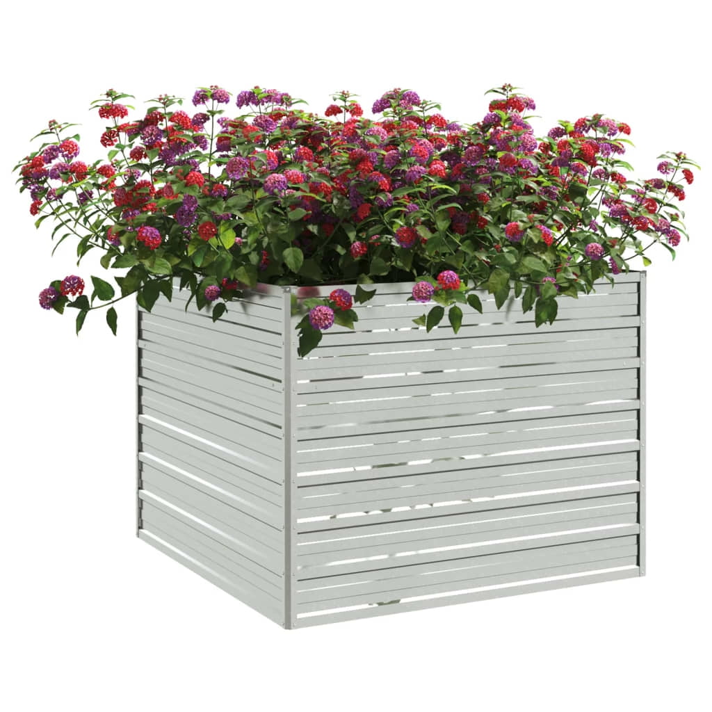 vidaXL Garden Raised Bed Galvanized Steel Silver Patio Flower Box Multi Sizes
