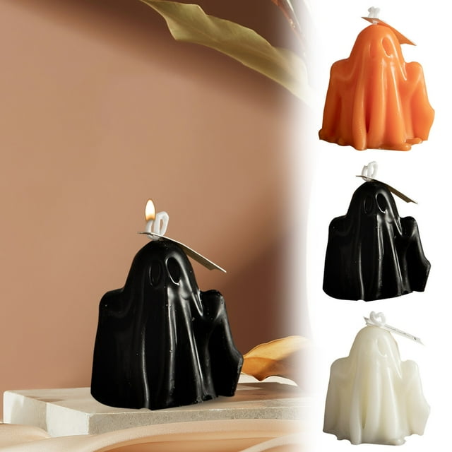 Xihbxyly Vela Fantasma de Halloween, Diseño de Calavera Artesanal, Fragancia Inquietante, Decoración Única para El Hogar, Pieza Versátil de Aromaterapia, Ideal para Regalo de Festival, Mini Fantasma