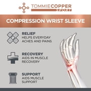 Tommie Copper Sport Compression Wrist Sleeve, Black, Adult, Small/Medium, Copper and Zinc Infused Muscle Recovery, 1 Sleeve