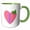 Green/White, variant on 3drose, Letter L- Image of Pink Heart with Butterfly- Not Actual Embroidery, 11oz Two-tone Black Mug
