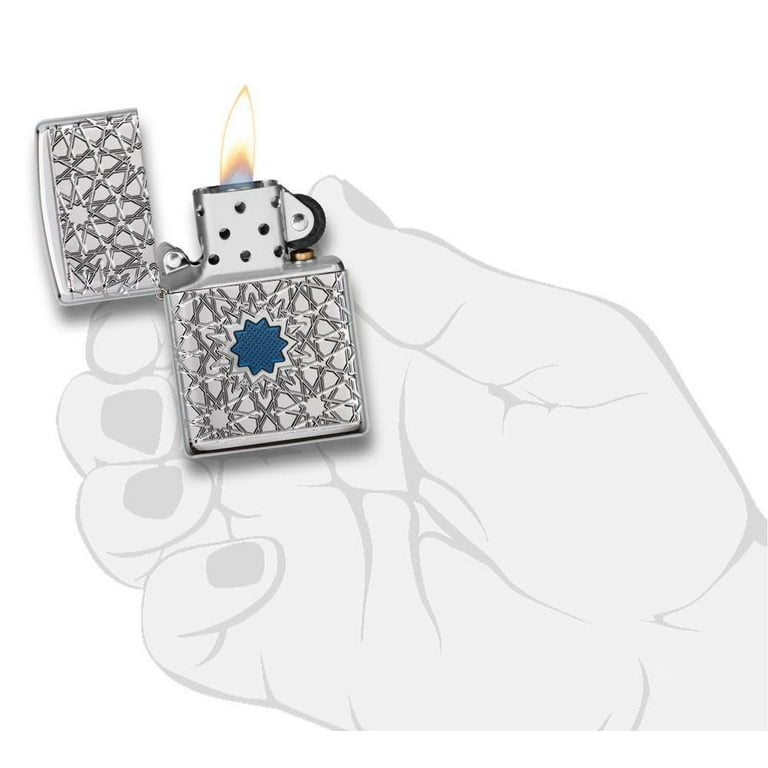 Zippo Arabic Star Pattern High Polish Chrome Pocket Lighter