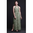 thumbnail image 3 of Bimba Bird Ladies Crew Neck Waist String Print Maxi Dress with Side Slits Summer Wear-XX-Large, 3 of 6