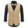 thumbnail image 1 of pstuiky Camisetas sin mangas, Blusa sin mangas con cuello en V, botones y pajarita con bolsillos estampados a la moda para hombre Tops elegantes para mujer xl, 1 of 7