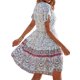 thumbnail image 5 of SAYOO Vestido de manga corta para mujer, estampado floral vintage, cuello redondo, botón trasero, vestido de playa de vacaciones de verano SAYOO  Moda, 5 of 6