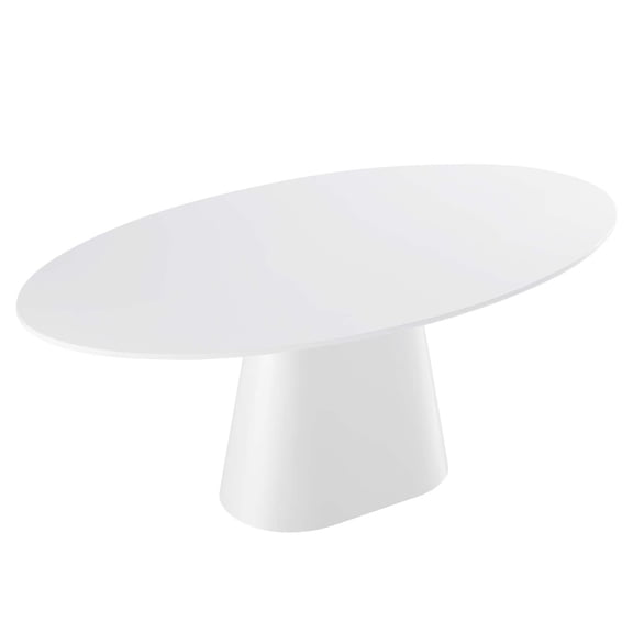 Pemberly Row Modern 75" Oval MDF Wood Dining Table in White Finish