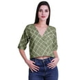 thumbnail image 1 of Moomaya Womens Printed Cotton V-neck Crop Top Elbow Sleeve Summer Clothing Boho Blouse, 1 of 7