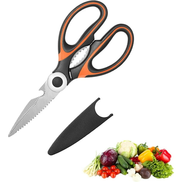Tijeras de cocina - Tijeras de corte de acero inoxidable resistentes con cubierta de cuchillas - Tijeras de cocina multiusos para alimentos, plantas y flores
