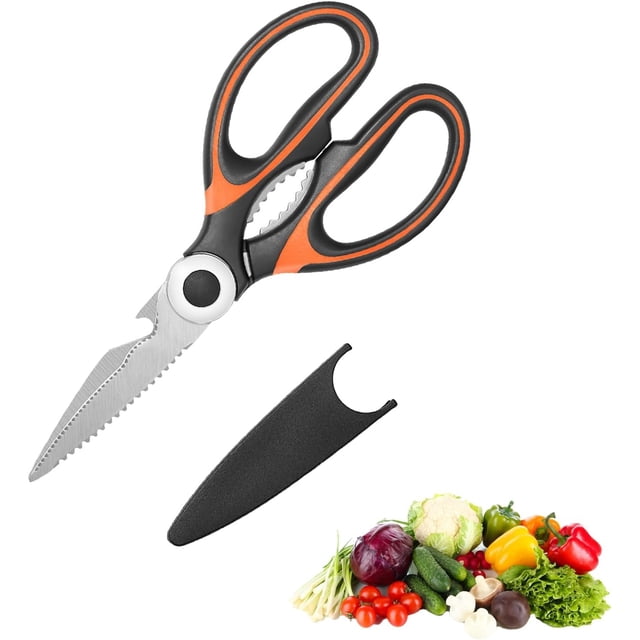 Tijeras de cocina - Tijeras de corte de acero inoxidable resistentes con cubierta de cuchillas - Tijeras de cocina multiusos para alimentos, plantas y flores