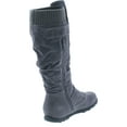 thumbnail image 5 of Womens Knee High Faux Suede Flat Winter Buckle Boots Gray Military Shoes, 5 of 7