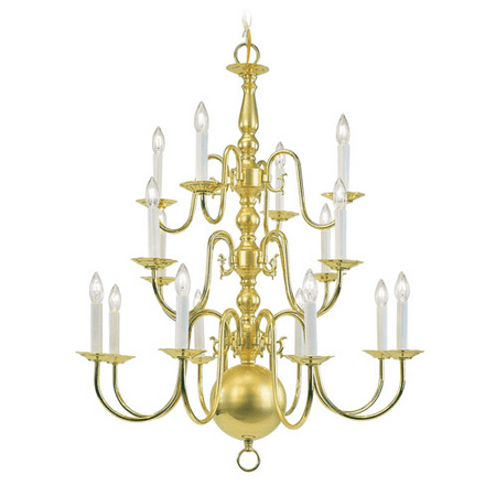 

Chandeliers 16 Light Williamsburg With Polished Brass size 27 in 320 Watts - World of Crystal