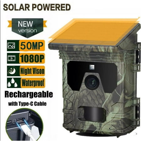 Solar Power 4K UHD Hunting Camera 50MP Trail Cam Wildlife Game Night Vision