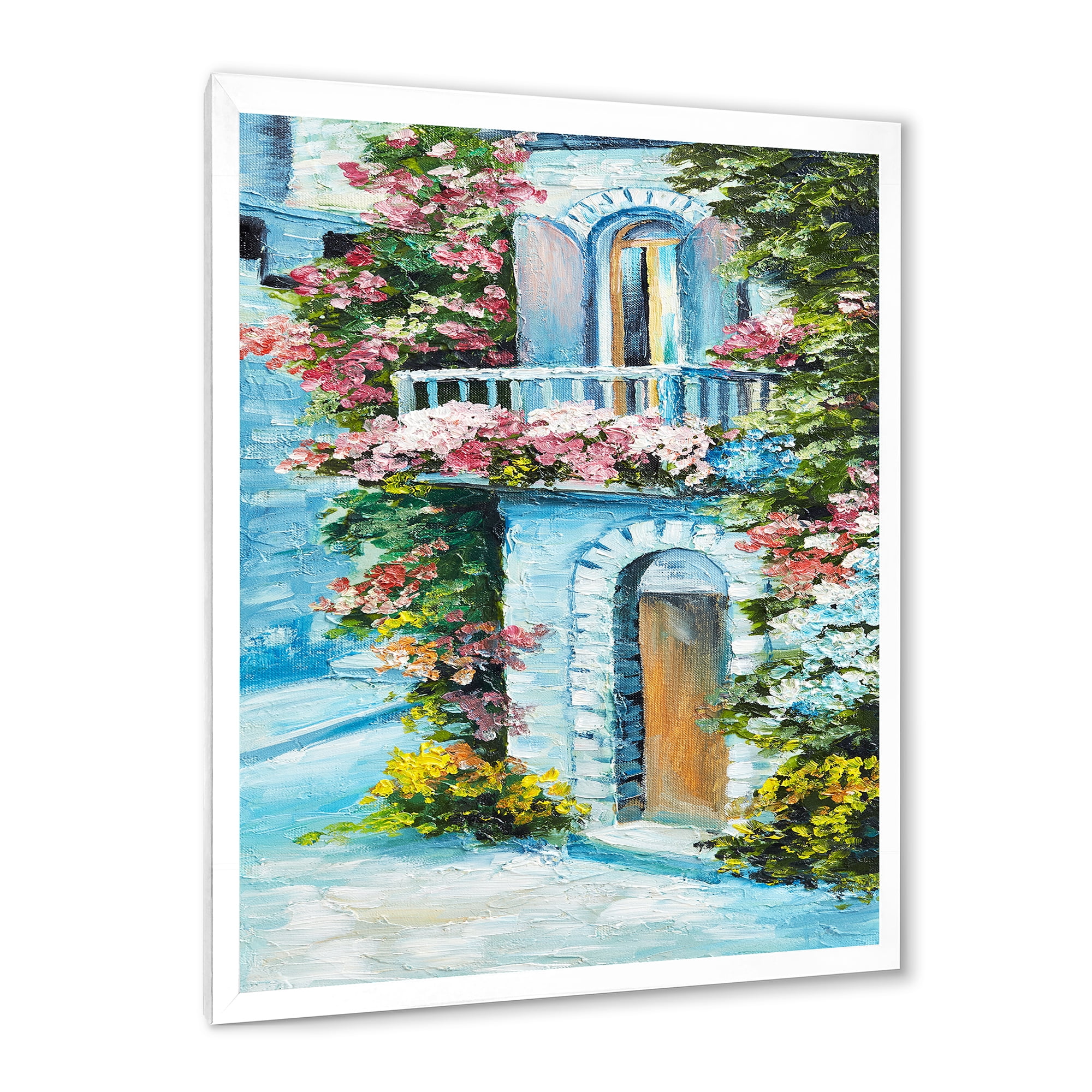 Designart 'House With Colorful Flowers Near The Sea II' Traditional Framed Art Print
