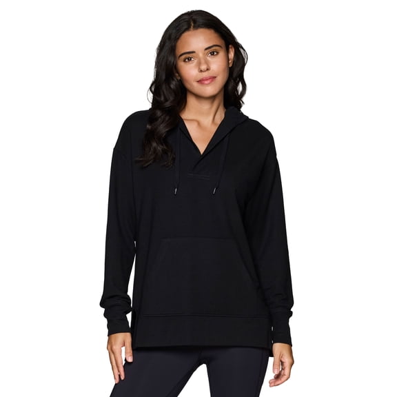 RBX Active Women's V-Neck French Terry Hoodie Tunic Sweatshirt