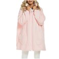 thumbnail image 3 of VANLOFE Unisex Warm Pajamas Household Clothes Solid Bathrobe Lengthened Night-robe Man's Nightgown Hooded Robes Pink Robes Sleepwear for Woman, 3 of 9