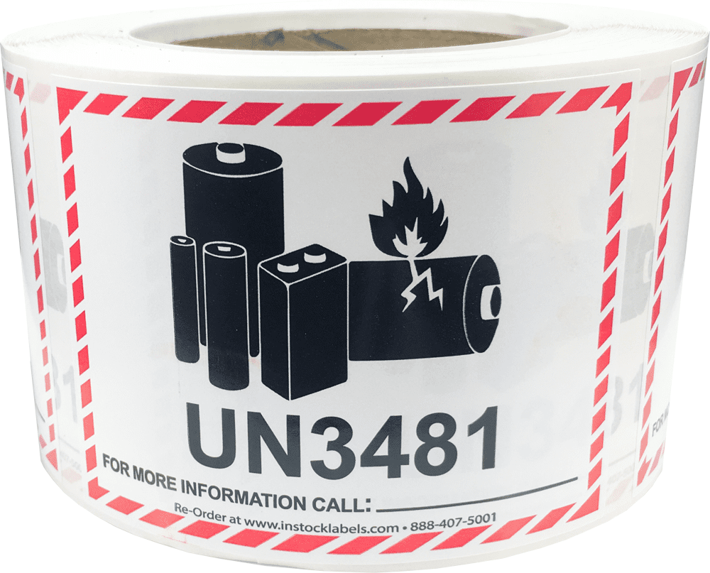 UN3481 Caution Lithium Battery Warning Labels 3 25 X 4 25 Inch 500 