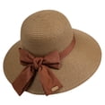 thumbnail image 5 of Beach Sun Hats for Women Wide Brim Straw Hat Outdoor Breathable Bow for The Seaside Foldable Roll up Cap, 5 of 10