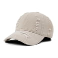 thumbnail image 3 of Women's Distressed Denim Baseball Cap, Washable Cotton Cap, Trendy American Style Dad Hat for Women, Y2K Fashion Casual Daily Wear Outdoor Cap Beige, 3 of 7