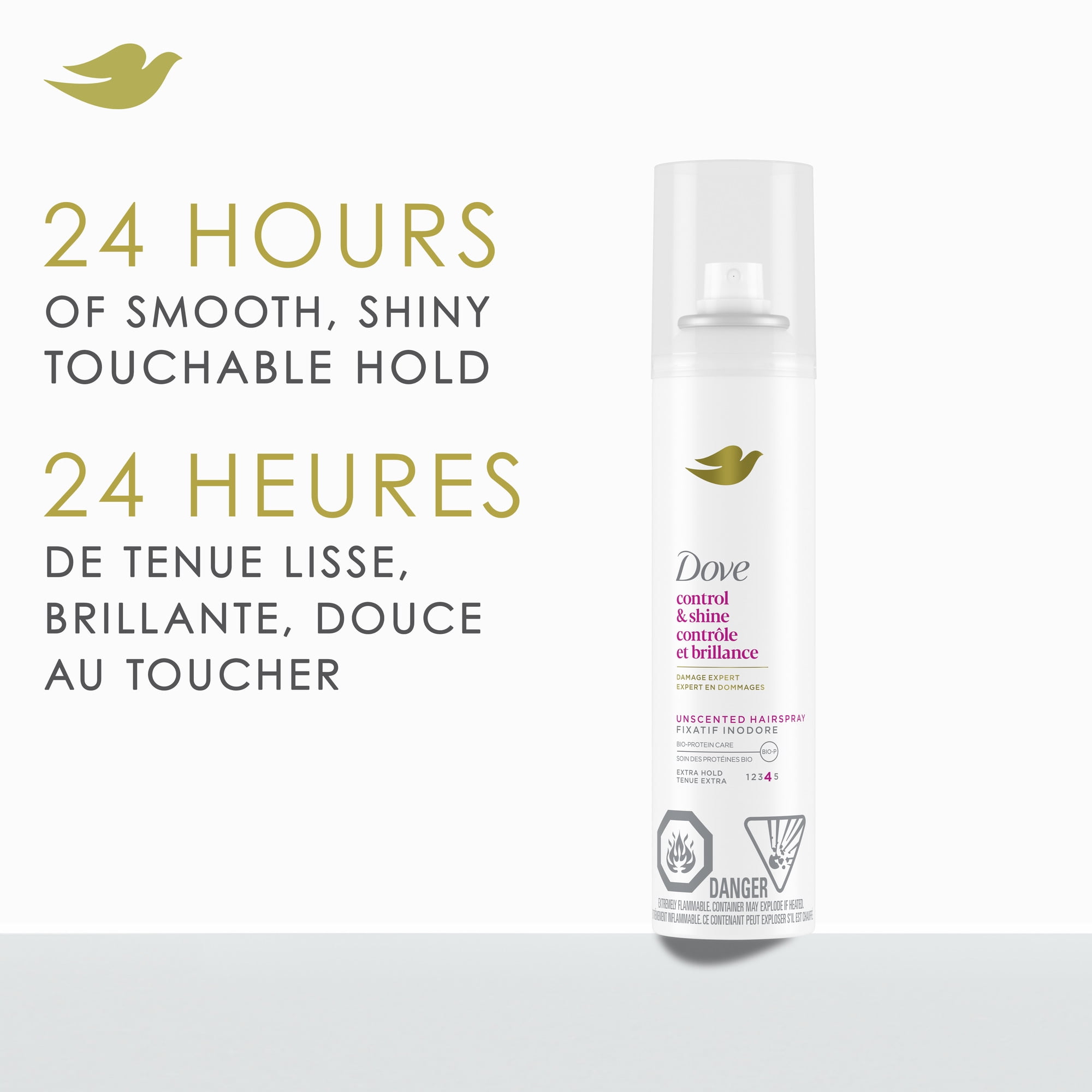 Dove Fixatif Contrôle et Brillance Inodore 24 H de Tenue Extra, 198 g