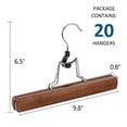 thumbnail image 3 of BagDream 20 Pack Wooden Pants Hangers with Clips, Non Slip Walnut Skirt Hangers Smooth Wood Clamp Hanger ith 360°Swivel Hook for Pants, Jeans, Slacks, 3 of 8
