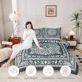 thumbnail image 3 of jejeloiu Moody Vintage Floral Queen Comforter Set For Men Women,Boho Print Comforter Sets Queen,Teal White,Light Gray Reversible,3 Pieces,1 Comforter and 2 Pillowcases, 3 of 7