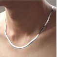 thumbnail image 1 of Newway 925 Silver Necklace 4mm Snake Chain Men Women Couple Sterling Silver Jewelry Blade Chain, 1 of 4