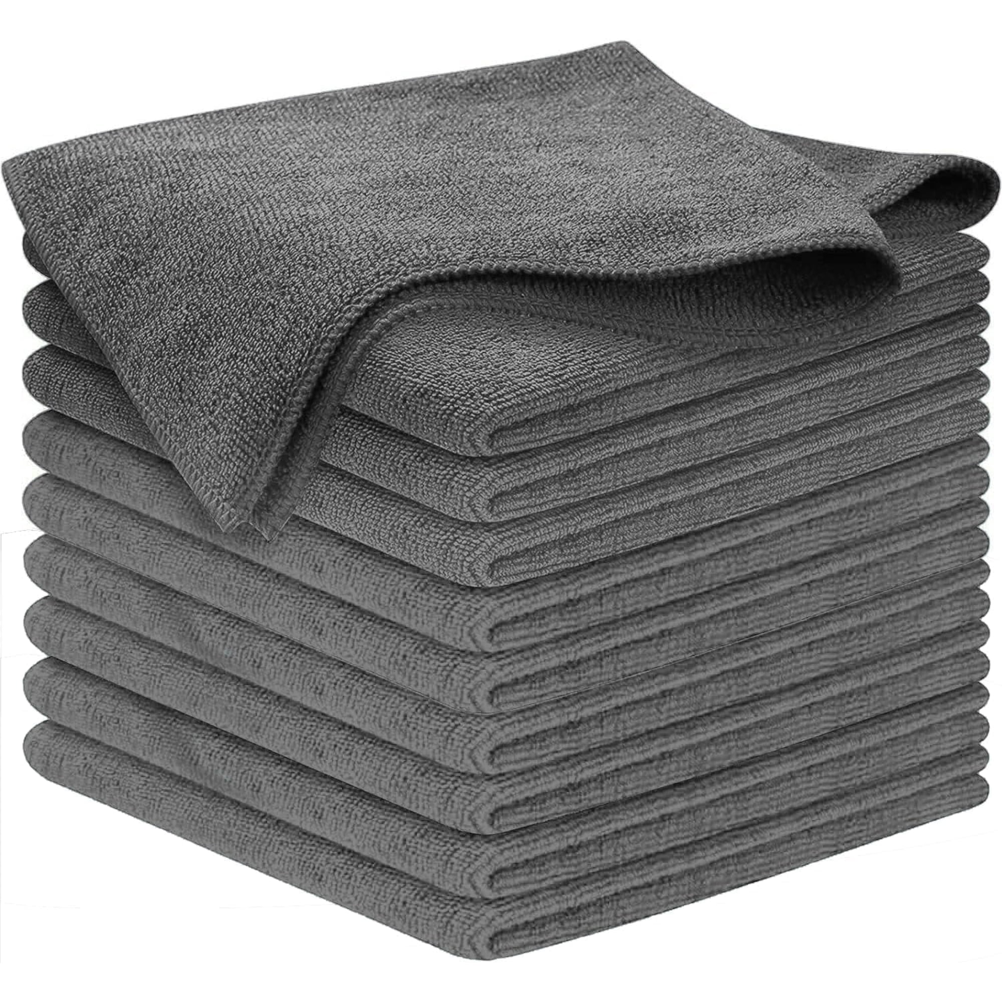 Microfiber Cleaning Cloth Grey - 8 Pcs (12.5 x12.5 ) - High Performance - 1200 Washes Ultra Absorbent Microfiber Towel Weave Grime & Liquid for Streak-Free Mirror Shine - Car Washing Cloth