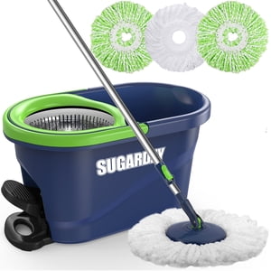 Sugarday Spin Mop and Bucket System With Wringer, Green