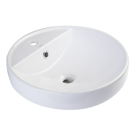 EAGO BA141 18" ROUND CERAMIC ABOVE MOUNT BATHROOM BASIN VESSEL SINK