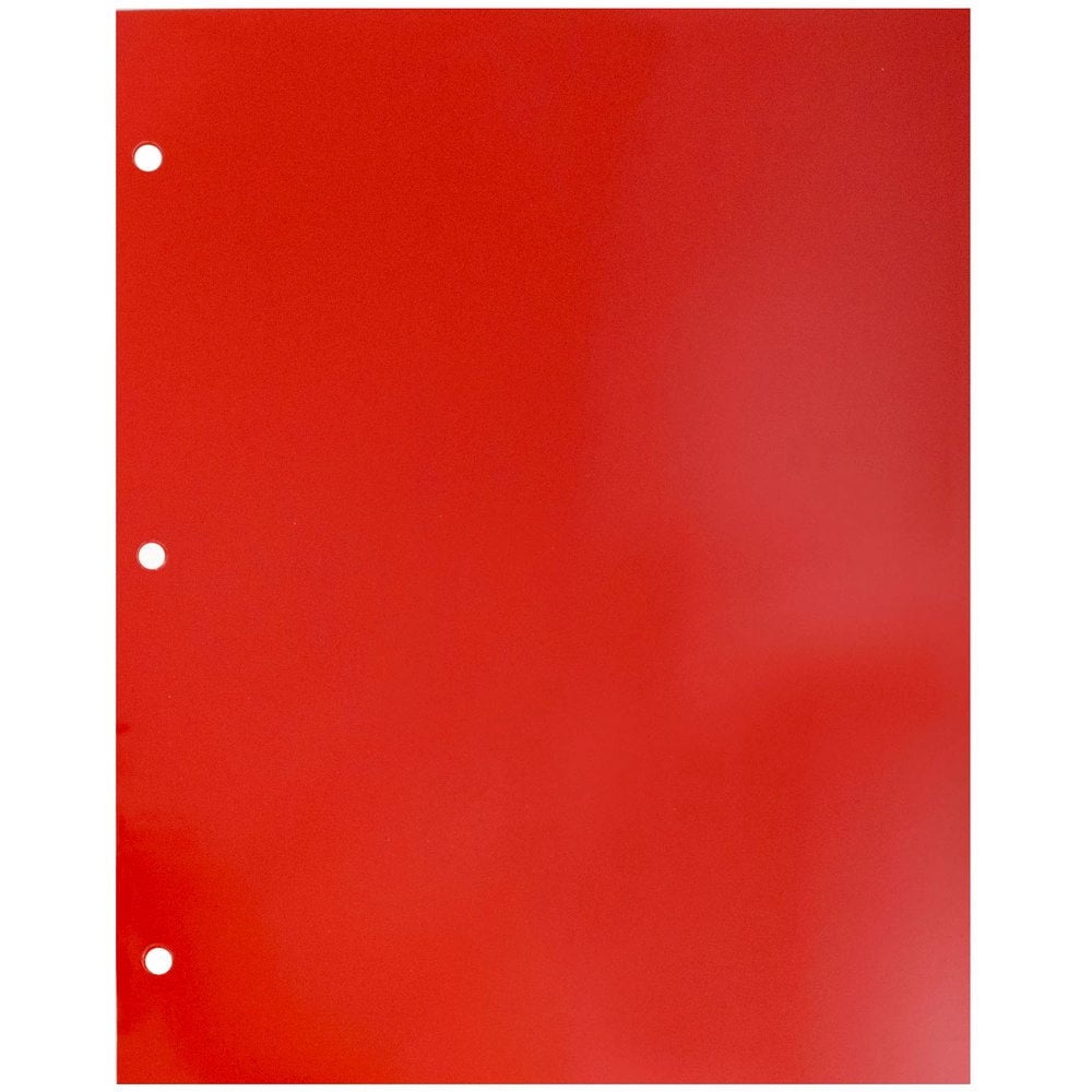 JAM Paper Glossy 3 Hole Punch Folders, Red, 25/Pack