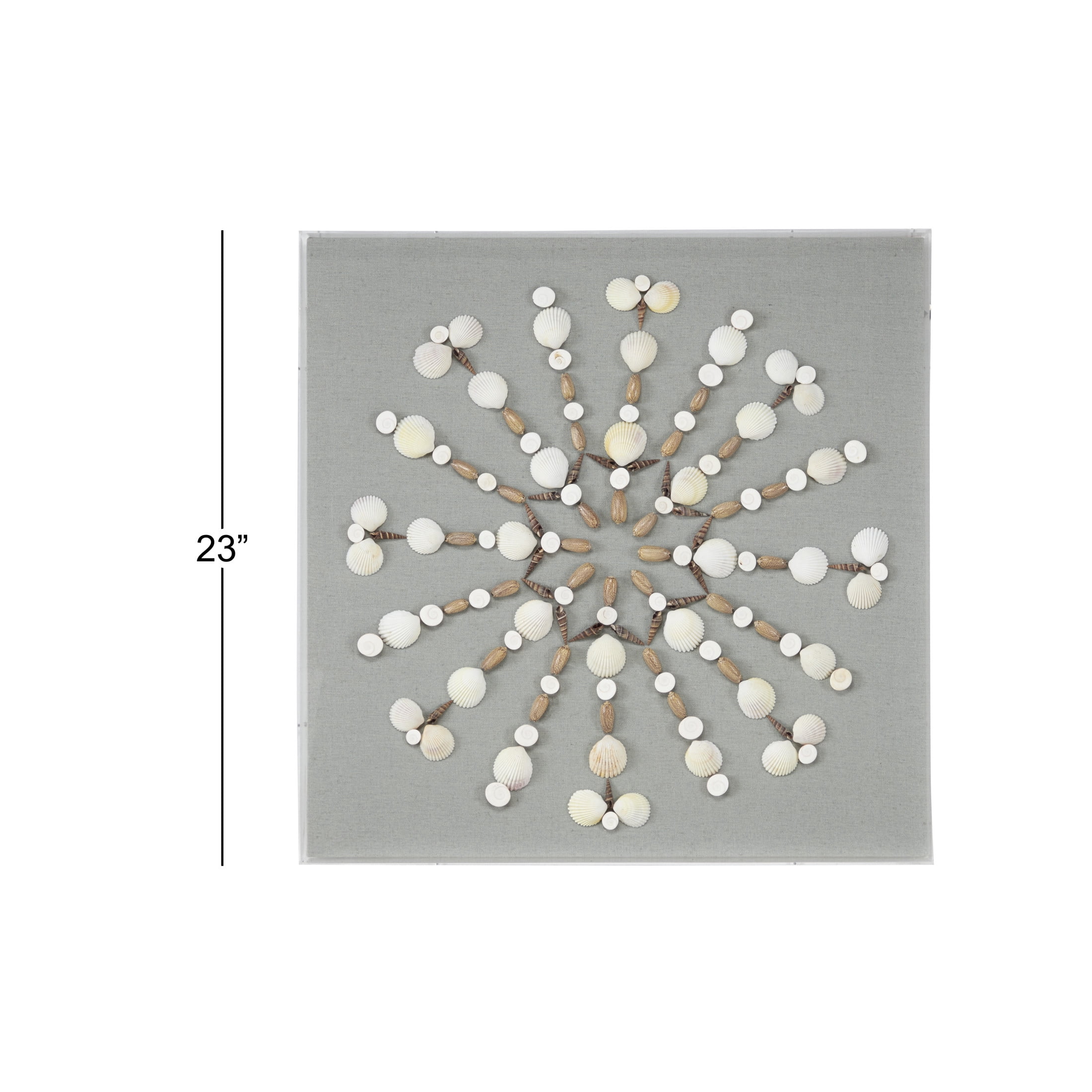 24" x 24" Clear Shell 3D Shadow Box with Gray Fabric Backing, by DecMode