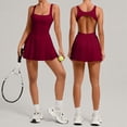 thumbnail image 2 of FYEGRE Robe de Tennis Plissée pour Femme avec Shorts, Bretelles Ajustables, Robes de Golf, Jupe-Short d'Entraînement Athlétique, Robe Décontractée Dos Nu pour Femme, Rouge, TG, 2 of 8