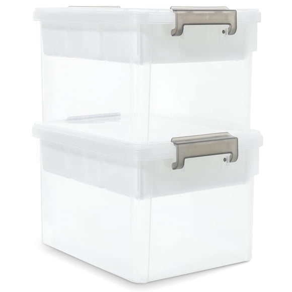 Citylife 17QT Plastic Storage Box with Removable Tray Craft Organizers and Storage Clear Storage Container for Organizing Bead, Tool, Sewing 2 Packs