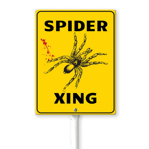 Eveokoki Halloween Yard Sign Spider Xing Decorations Yard Signs Decorative Garden Stakes Aluminum Outdoor Lawn Signs for Halloween Party Yard Lawn Garden Decorations