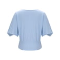 thumbnail image 5 of Htigea Women's Crewneck Cropped T-Shirt Half Sleeve Elastic Hem Tops Casual Loose Fit T Shirt Summer Cute Tees Light Blue M, 5 of 6