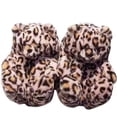 thumbnail image 1 of Oso de peluche con estampado de leopardo oscuro, pantuflas de peluche, zapatos cálidos de invierno de 24 cm, 1 of 5