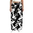 thumbnail image 5 of Levmjia Women's Cow Print Jeans High Waisted Wide Leg Pants Elastic Waistband Button Fly Pocket Casual Baggy Denim Trousers Vintage Y2K Loose Long Pants, 5 of 8